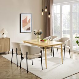 VonHaus Burton Wood Effect 6 Seater Dining Table in Light Brown - thumbnail 1