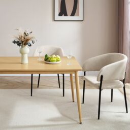 VonHaus Burton Wood Effect 6 Seater Dining Table in Light Brown - thumbnail 5