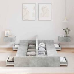 Berkfield Home Storage Bed Frame Concrete grey 120 x 200 cm Melamined wood - thumbnail 4