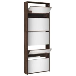Berkfield Home Shoe Cabinet with Mirror 5-Layer Brown Oak 63x17x169.5 cm - thumbnail 4