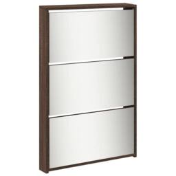 Berkfield Home Shoe Cabinet with Mirror 5-Layer Brown Oak 63x17x169.5 cm - thumbnail 6
