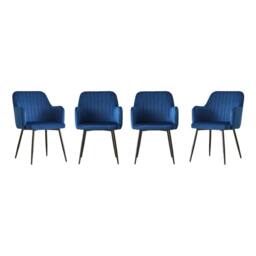 Outdoor Living San Diego Marble Top Dining Table with Charlotte Velvet Chairs - Blue - thumbnail 5