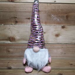 Samuel Alexander 46cm Plush Christmas Bearded Gonk with Pink & Silver Sequined Hat Christmas Decoration - thumbnail 2