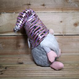 Samuel Alexander 46cm Plush Christmas Bearded Gonk with Pink & Silver Sequined Hat Christmas Decoration - thumbnail 6