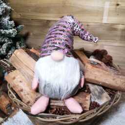 Samuel Alexander 46cm Plush Christmas Bearded Gonk with Pink & Silver Sequined Hat Christmas Decoration - thumbnail 1