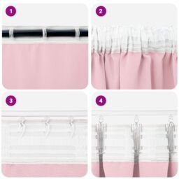 Berkfield Home Curtains with Curtains 2 pcs Baby pink 260 x 140 cm Polyester - thumbnail 4
