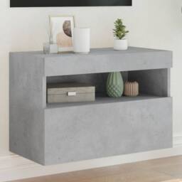 Berkfield Home TV Wall Cabinet with LED Lights Concrete Grey 60x30x40 cm - Size: 60 x 30 x 40 cm - thumbnail 2