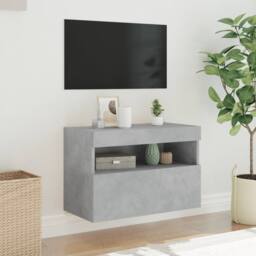 Berkfield Home TV Wall Cabinet with LED Lights Concrete Grey 60x30x40 cm - Size: 60 x 30 x 40 cm - thumbnail 5