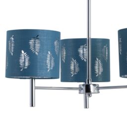 First Choice Lighting Set of 2 Brea - Chrome 3 Light Fittings with Teal Fern Shades in Silver - thumbnail 3