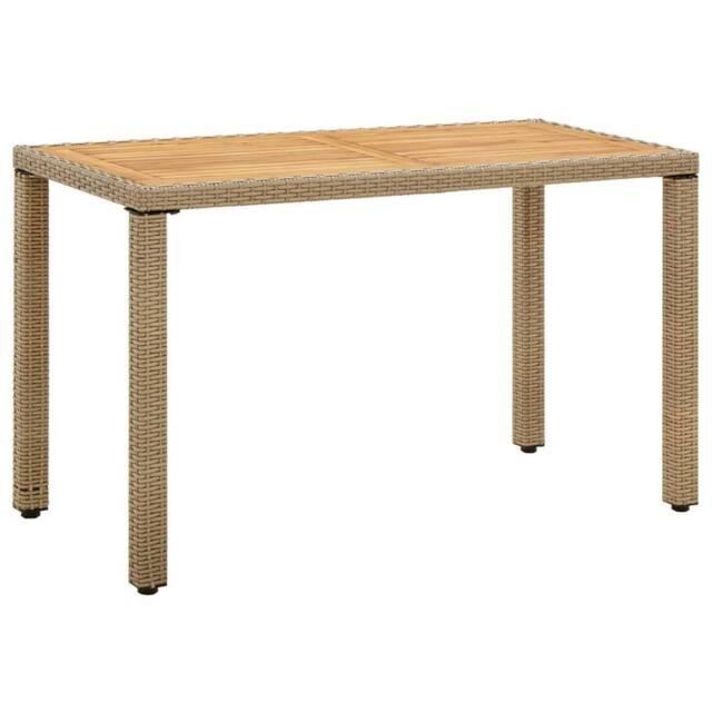 Berkfield Home Garden Table Beige 123x60x74 cm Poly Rattan&Solid Wood Acacia - Size: 123 x 60 x 74 cm - image 1