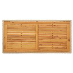 Berkfield Home Garden Table Beige 123x60x74 cm Poly Rattan&Solid Wood Acacia - Size: 123 x 60 x 74 cm - thumbnail 4