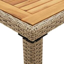 Berkfield Home Garden Table Beige 123x60x74 cm Poly Rattan&Solid Wood Acacia - Size: 123 x 60 x 74 cm - thumbnail 5