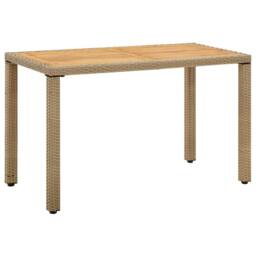 Berkfield Home Garden Table Beige 123x60x74 cm Poly Rattan&Solid Wood Acacia - Size: 123 x 60 x 74 cm - thumbnail 1