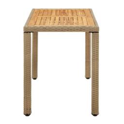 Berkfield Home Garden Table Beige 123x60x74 cm Poly Rattan&Solid Wood Acacia - Size: 123 x 60 x 74 cm - thumbnail 3