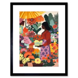 "Artery8 Wall Art Print Danish Pastel Aesthetic Florist Flower Market Watercolour Painting Woman Floral Artwork Framed 9X7 Inch - Size: W7"" x H9""" - thumbnail 1