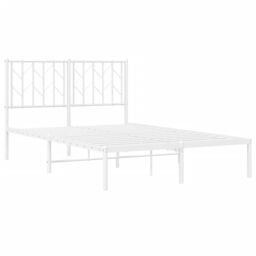 Berkfield Home Metal Bed Frame without Mattress with Headboard White 120x200cm - Size: Small Double - thumbnail 4