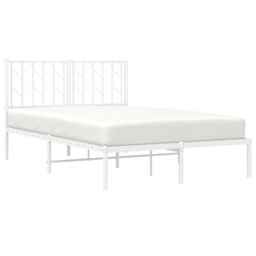 Berkfield Home Metal Bed Frame without Mattress with Headboard White 120x200cm - Size: Small Double - thumbnail 3