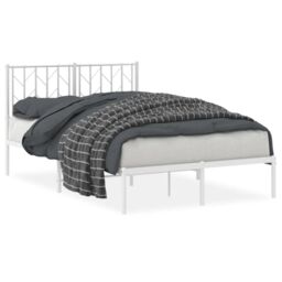 Berkfield Home Metal Bed Frame without Mattress with Headboard White 120x200cm - Size: Small Double - thumbnail 2