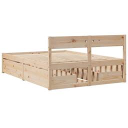 Berkfield Home Modern Bed Frame without Mattress 135x190 cm Double Solid Wood Pine in Light Brown - thumbnail 6
