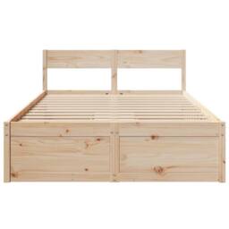 Berkfield Home Modern Bed Frame without Mattress 135x190 cm Double Solid Wood Pine in Light Brown - thumbnail 4