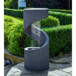 Lemon Pavilion Furniture and Decor Outdoor Spiral Water Feature - Polyresin - L35 x W35 x H82 cm - Cement in Grey - thumbnail 2