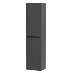 Balterley Wall Hung 2 Door Tall Bathroom Unit Woodgrain Graphite Grey 350mm - thumbnail 1