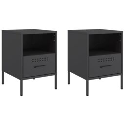 Berkfield Home Bedside Cabinets 2 pcs Black 36x39x50.5 cm Steel - thumbnail 2
