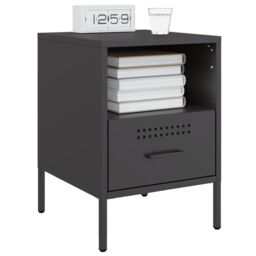 Berkfield Home Bedside Cabinets 2 pcs Black 36x39x50.5 cm Steel - thumbnail 3