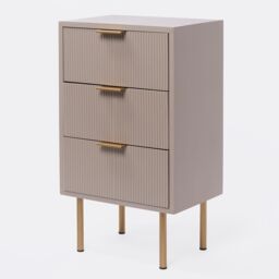 OHS Ribbed Bedside Table Modern Bedroom 3 Draw Office Nightstand in Natural - thumbnail 5
