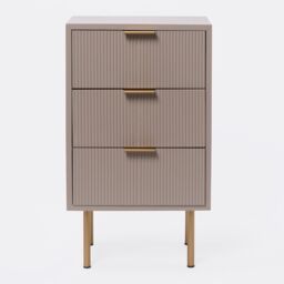 OHS Ribbed Bedside Table Modern Bedroom 3 Draw Office Nightstand in Natural - thumbnail 4