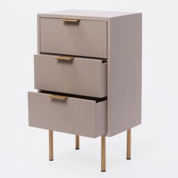 OHS Ribbed Bedside Table Modern Bedroom 3 Draw Office Nightstand in Natural - thumbnail 6