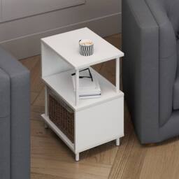 Levede Side Table 3 Tier Small Bedside Sofa End Table Storage Shelves Modern in White - thumbnail 2