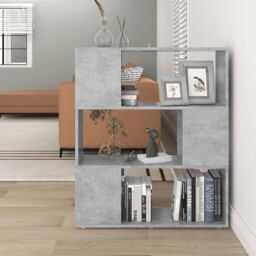 Berkfield Home Book Cabinet Room Divider Concrete Grey 80x24x94 cm Engineered Wood - Size: 80 x 24 x 94 cm - thumbnail 1