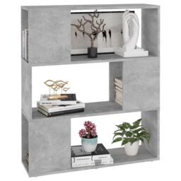 Berkfield Home Book Cabinet Room Divider Concrete Grey 80x24x94 cm Engineered Wood - Size: 80 x 24 x 94 cm - thumbnail 4