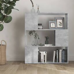 Berkfield Home Book Cabinet Room Divider Concrete Grey 80x24x94 cm Engineered Wood - Size: 80 x 24 x 94 cm - thumbnail 3
