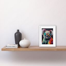 "Artery8 Wall Art Print Koala Bear with Sunglasses Modern Multicoloured Artwork Framed 9X7 Inch in White - Size: W7"" x H9""" - thumbnail 2