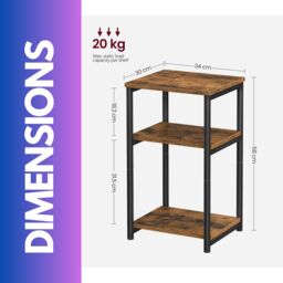 Rafaelo Mobilia 3 Tier Square Side Table With Steel Frame in Brown - thumbnail 6