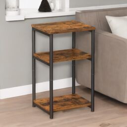 Rafaelo Mobilia 3 Tier Square Side Table With Steel Frame in Brown - thumbnail 3