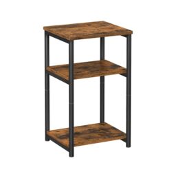 Rafaelo Mobilia 3 Tier Square Side Table With Steel Frame in Brown - thumbnail 5
