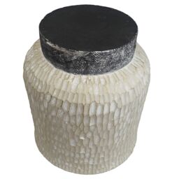 Leaf 32cm x 29cm Brushed Gold Stone Effect Planter Composite Plant Pot in White - Size: 32 cm x 29 cm - thumbnail 5