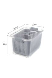 Living and Home 2 Layer 1.7L Fridge Drain Storage Basket Box with Lids For Food Fruit Vegetable Container in Grey - thumbnail 6