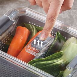 Living and Home 2 Layer 1.7L Fridge Drain Storage Basket Box with Lids For Food Fruit Vegetable Container in Grey - thumbnail 8