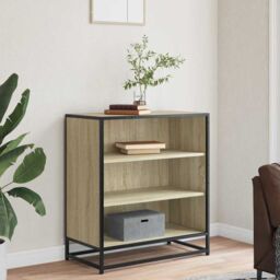 Berkfield Home Sideboard Sonoma Oak 68x35x76 cm Engineered Wood & Metal in Brown - Size: 68 x 35 x 76 cm - thumbnail 3