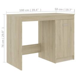 Berkfield Home Modern Desk Sonoma Oak 100x50x76 cm Engineered Wood in Light Brown - Size: 100 x 50 x 76 cm - thumbnail 9