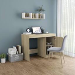 Berkfield Home Modern Desk Sonoma Oak 100x50x76 cm Engineered Wood in Light Brown - Size: 100 x 50 x 76 cm - thumbnail 1