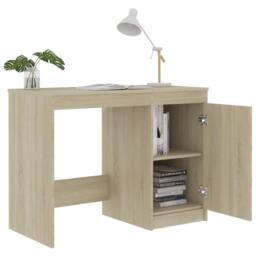 Berkfield Home Modern Desk Sonoma Oak 100x50x76 cm Engineered Wood in Light Brown - Size: 100 x 50 x 76 cm - thumbnail 6