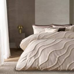 OHS Tufted Contour Bedding Set Duvet Cover with Pillowcase in Ivory - Size: Double - thumbnail 1