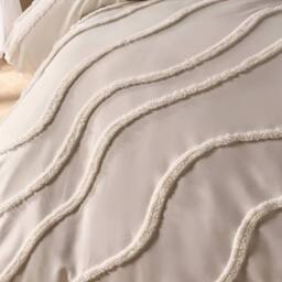 OHS Tufted Contour Bedding Set Duvet Cover with Pillowcase in Ivory - Size: Double - thumbnail 5