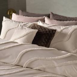 OHS Tufted Contour Bedding Set Duvet Cover with Pillowcase in Ivory - Size: Double - thumbnail 2