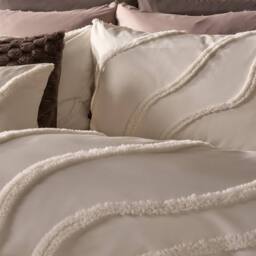OHS Tufted Contour Bedding Set Duvet Cover with Pillowcase in Ivory - Size: Double - thumbnail 4